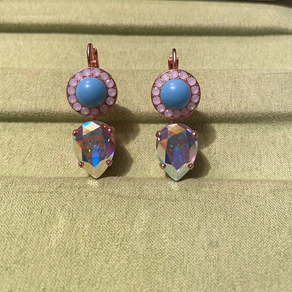 New 24kt Gold Plated Earrings-Crystal/Fabric Beads